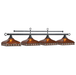 RAM Gameroom | Tahoe | 79" | Amber Mica Shades | Suspension Chains | 4 - Light Billiard Fixture