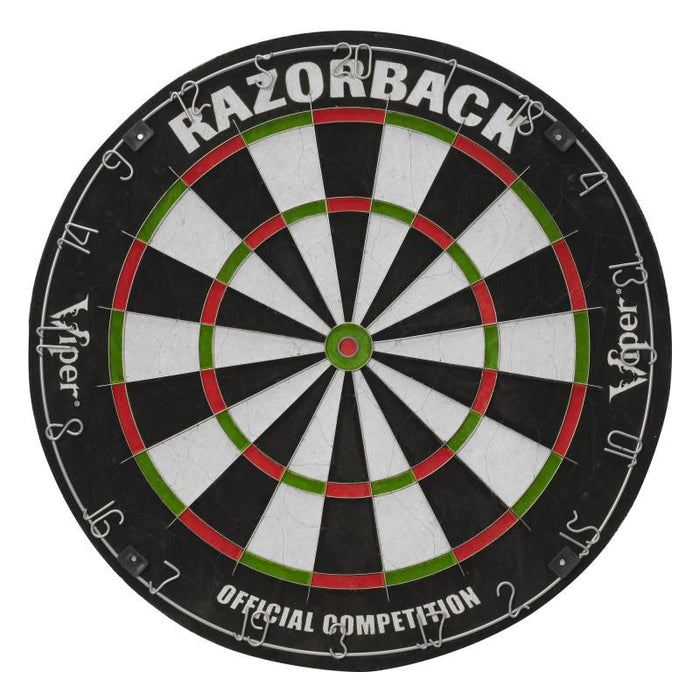 Viper Razorback Sisal/Bristle Dartboard with 22 Gram Steel Tip Darts, Laser Dart Throwline, Round Wall Defender & Small Chalk Scoreboard Darts Viper 