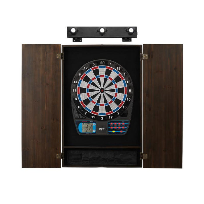 Viper 787 Electronic Dartboard, Metropolitan Espresso Cabinet & Shadow Buster Dartboard Light Bundle Darts Viper 