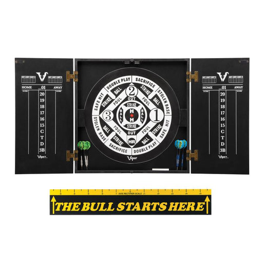 Viper Hideaway Cabinet with Coiled Paper Dartboard & "The Bull Starts Here" Throw Line Marker Darts Viper 