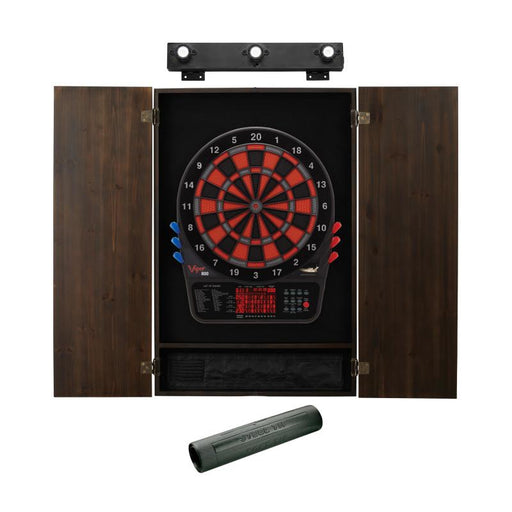 Viper 800 Electronic Dartboard, Metropolitan Espresso Cabinet, Dart Mat & Shadow Buster Dartboard Light Bundle Darts Viper 