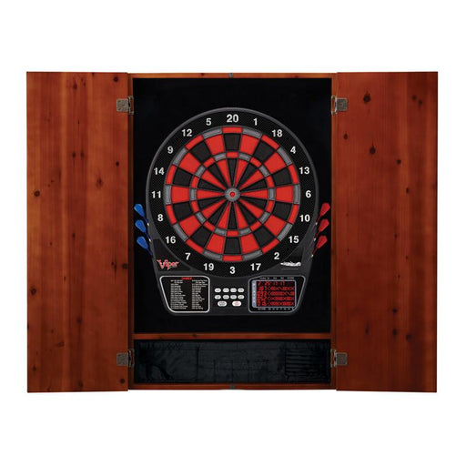 Viper Metropolitan Cinnamon Soft Tip Dartboard Cabinet and Viper 797 Electronic Dartboard Darts Viper 