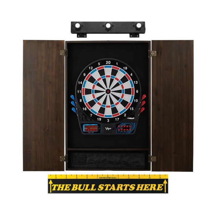 Viper | 777 Electronic Dartboard | Metropolitan Espresso Cabinet | Padded Dart Mat | The Bull Starts Here | Shadow Buster Dartboard Lights & Laser Throw Line Marker