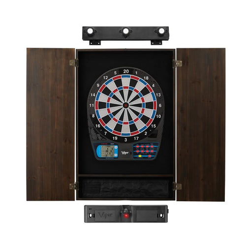 Viper | 787 Electronic Dartboard | Metropolitan Espresso Cabinet | Padded Dart Mat | The Bull Starts Here | Shadow Buster Dartboard Lights & Laser Throw Line Marker