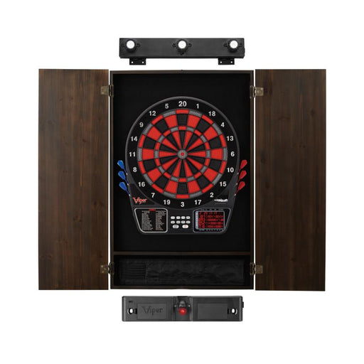 Viper | 797 Electronic Dartboard | Metropolitan Espresso Cabinet | Padded Dart Mat | The Bull Starts Here | Shadow Buster Dartboard Lights & Laser Throw Line Marker