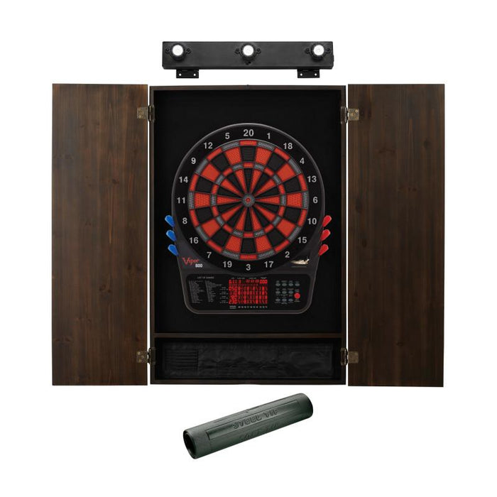 Viper | 800 Electronic Dartboard | Metropolitan Espresso Cabinet | Padded Dart Mat | The Bull Starts Here | Shadow Buster Dartboard Lights & Laser Throw Line Marker