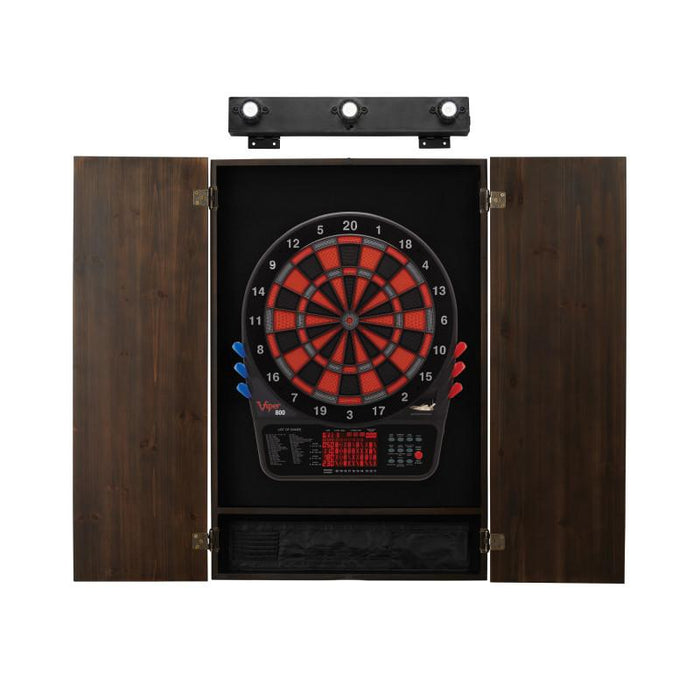 Viper | 800 Electronic Dartboard | Metropolitan Espresso Cabinet | Padded Dart Mat | The Bull Starts Here | Shadow Buster Dartboard Lights & Laser Throw Line Marker