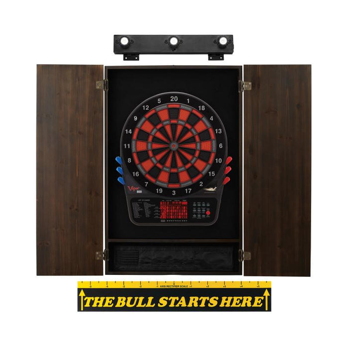 Viper | 800 Electronic Dartboard | Metropolitan Espresso Cabinet | Padded Dart Mat | The Bull Starts Here | Shadow Buster Dartboard Lights & Laser Throw Line Marker