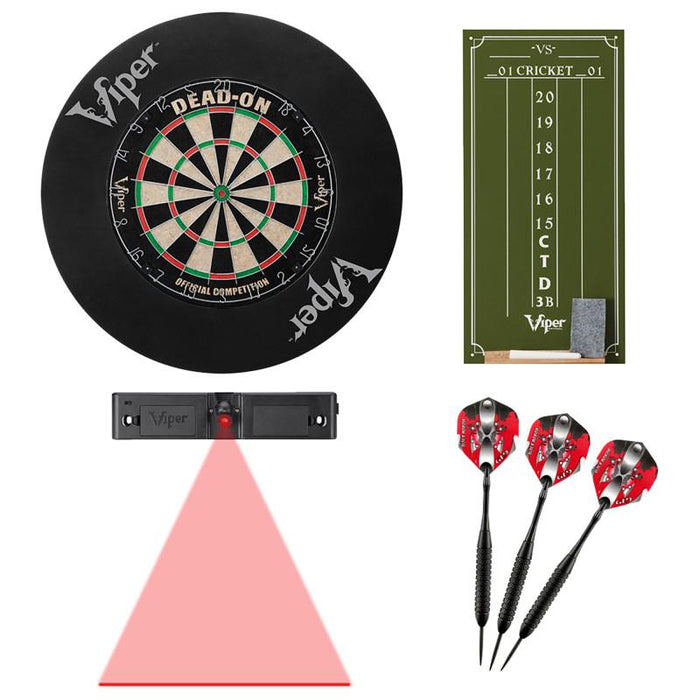 Viper | Dead - On Bristle Dartboard | Small Cricket Chalk Scoreboard | Black Mariah Steel Tip Darts 22 Grams | Dart Laser Line, and Wall Defender