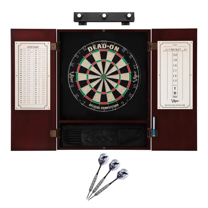 Viper | Dead On Sisal Dartboard | Metropolitan Cinnamon Cabinet | Padded Dart Mat | The Bull Starts Here | Underground The Raven Steel Tip Darts | Shadow Buster Dartboard Lights & Laser Throw Line Marker