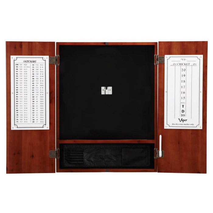 Viper | Dead On Sisal Dartboard | Metropolitan Cinnamon Cabinet | Padded Dart Mat | Underground The Raven Steel Tip Darts | Shadow Buster Dartboard Lights & Laser Throw Line Marker