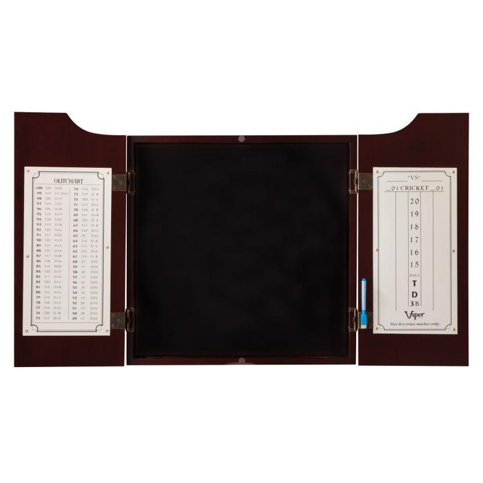 Viper | Hudson Dartboard Cabinet | Dead - On Bristle Dartboard | Black Mariah Steel Tip Darts 22 Grams | Vinyl Dart Mat