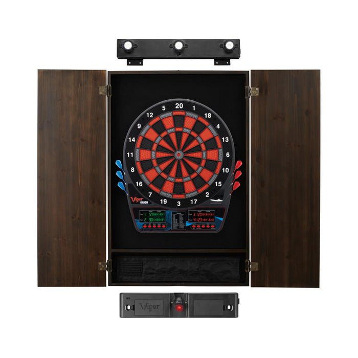 Viper | Orion Electronic Dartboard | Metropolitan Espresso Cabinet | Padded Dart Mat | The Bull Starts Here | Shadow Buster Dartboard Lights & Laser Throw Line Marker