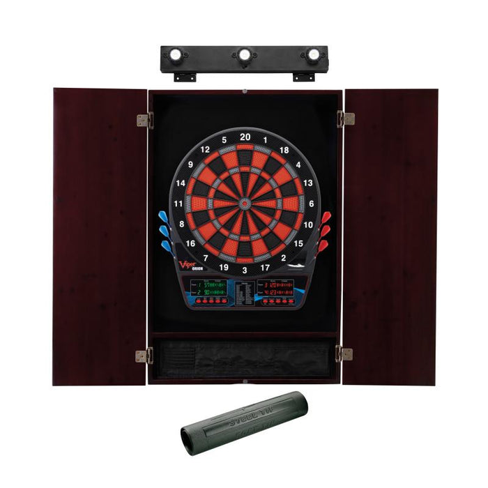 Viper | Orion Electronic Dartboard | Metropolitan Mahogany Cabinet | Laser Throw Line Marker | Padded Dart MAt | The Bull Starts Here | Shadow Buster Dartboard Lights