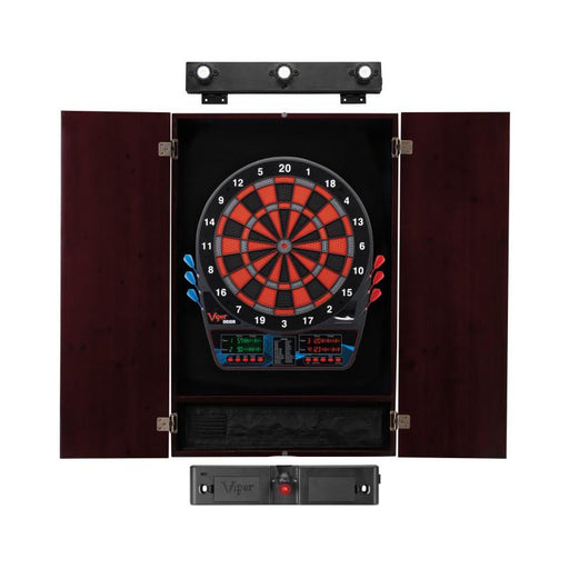 Viper | Orion Electronic Dartboard | Metropolitan Mahogany Cabinet | Laser Throw Line Marker | Padded Dart MAt | The Bull Starts Here | Shadow Buster Dartboard Lights