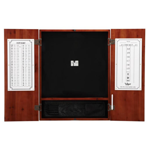 Viper | Razorback Sisal Dartboard | Metropolitan Cinnamon Cabinet | The Bull Starts Here | Padded Mat & Underground Raven Steel Tip Darts | Shadow Buster Dartboard Lights & Laser Throw Line Marker