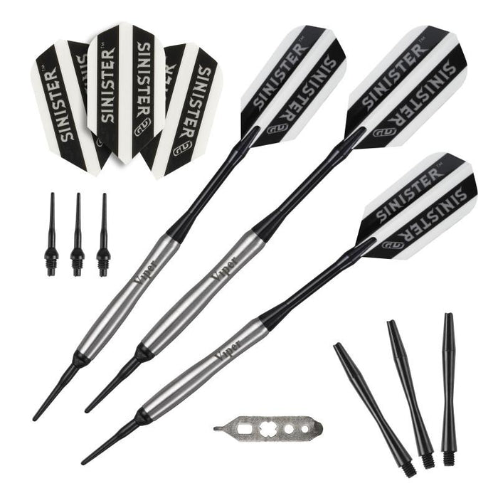 Viper Sinister Tungsten Darts Soft Tip Darts Tapered Barrel 18 Grams and Casemaster Deluxe Pink Nylon Case