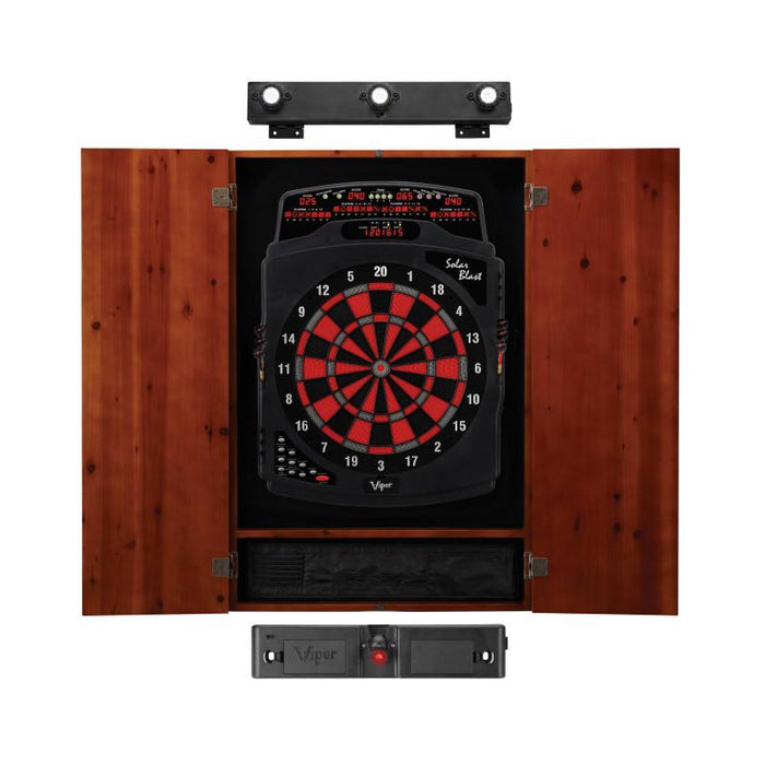 Viper | Solar Blast Electronic Dartboard | Metropolitan Cinnamon Cabinet | Padded Dart Mat | The Bull Starts Here | Shadow Buster Dartboard Lights & Laser Throw Line Marker