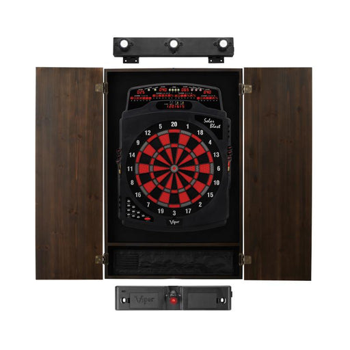 Viper | Solar Blast Electronic Dartboard | Metropolitan Espresso Cabinet | Padded Dart Mat | The Bull Starts Here | Shadow Buster Dartboard Lights & Laser Throw Line Marker