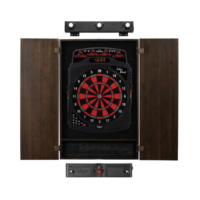 Viper | Solar Blast Electronic Dartboard | Metropolitan Espresso Cabinet | Padded Dart Mat | The Bull Starts Here | Shadow Buster Dartboard Lights & Laser Throw Line Marker
