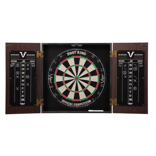 Viper | Stadium Cabinet with Shot King Sisal Dartboard | Shadow Buster Dartboard Lights | Padded Dart Mat |The Bull Starts Here | Throw Line Marker | Steel Tip Dart Accessories Kit