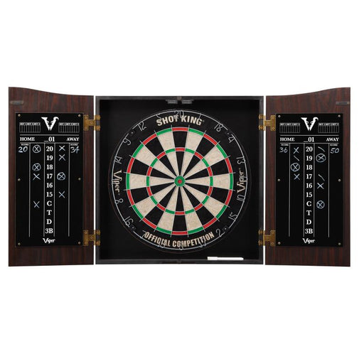 Viper | Vault Cabinet with Shot King Sisal Dartboard | Padded Dart Mat | Shadow Buster Dartboard Lights