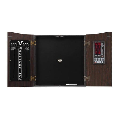 Viper | Vault Deluxe Dartboard Cabinet with Built - In Pro Score | AIM 360 Dartboard