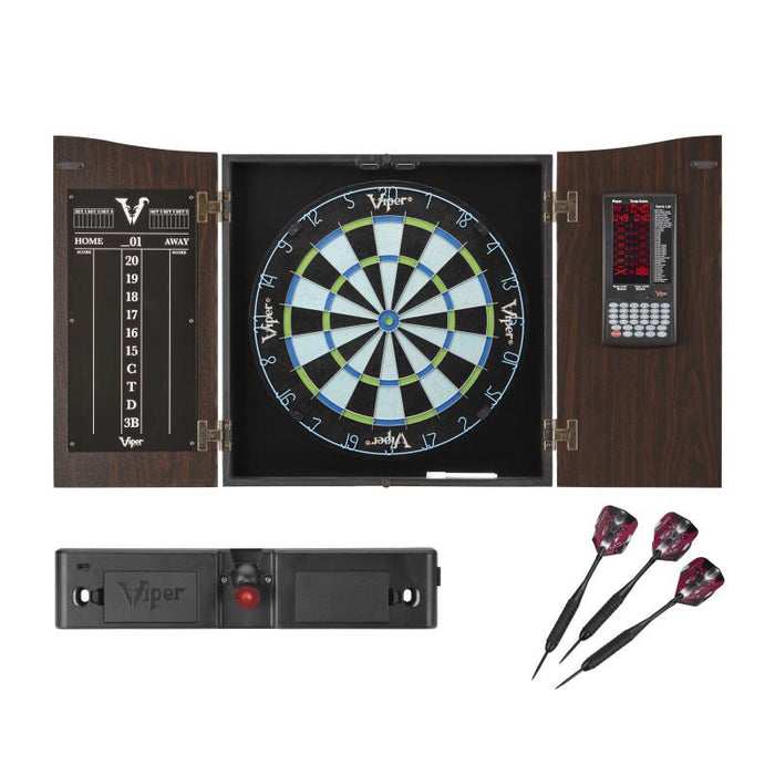 Viper | Vault Deluxe Dartboard Cabinet with Built - In Pro Score | AIM 360 Dartboard