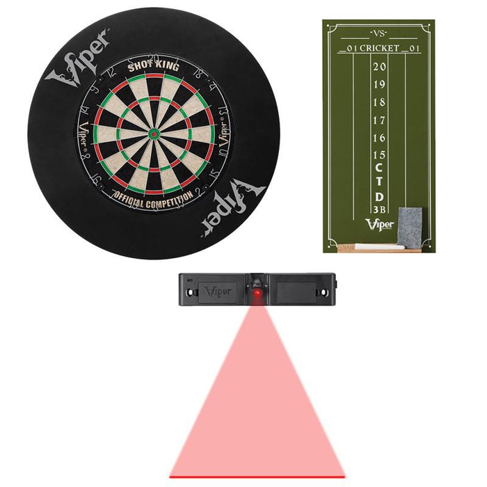 Viper Shot King Bristle Dartboard, Small Cricket Chalk Scoreboard, Dart Laser Line, and Wall Defender Darts Viper 