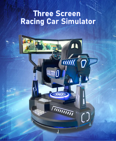 VR Car Racing Simulator 3 Screen 6 DOF Virtual Reality Driving Car Game Machine