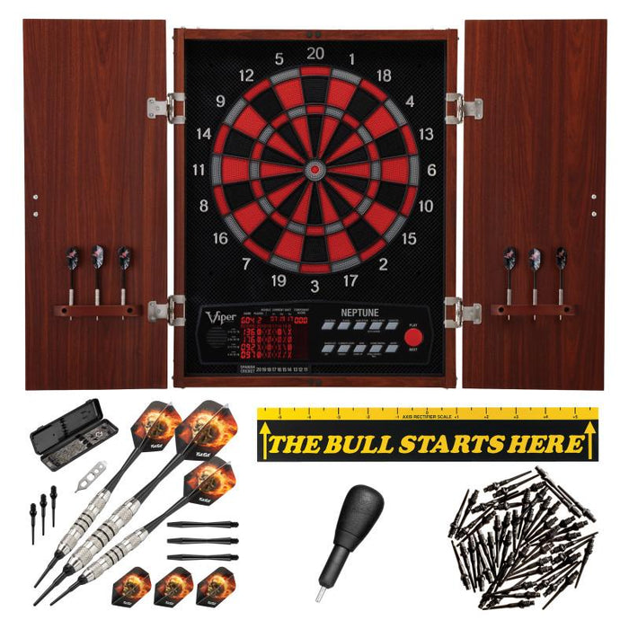 Viper | Neptune Electronic Dartboard |  "The Bull Starts Here" Throw Line Marker | Pitbull 18g | Bobcat Adjustable Weight | Blazer 16g | Soft Tip Darts