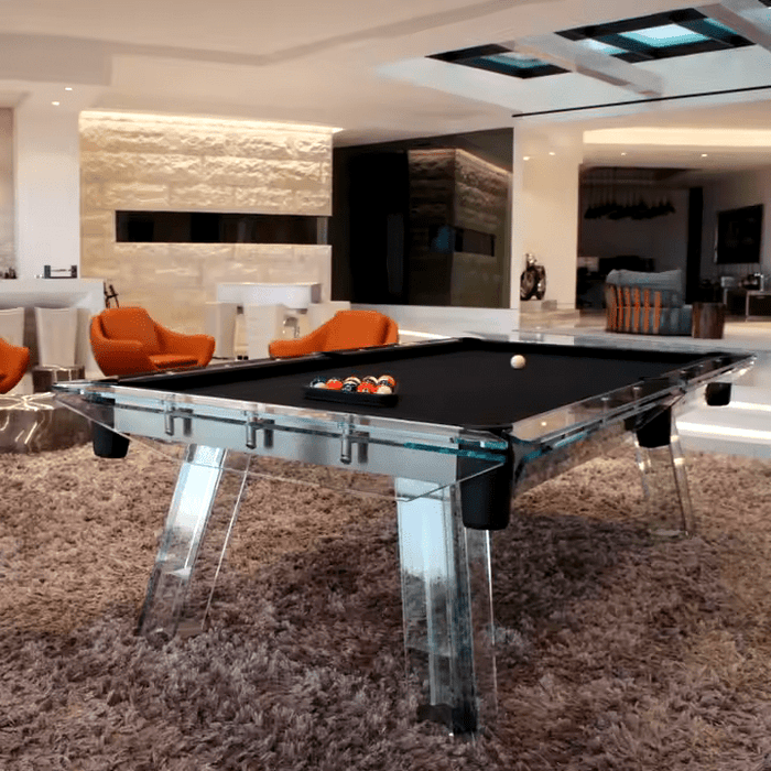 White Billiards | Glass pool table | The Skylar Modern Slate | Pool Table | Glass Luxury