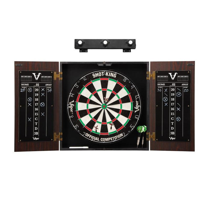 Viper | Stadium Dartboard Cabinet Bundles | Shot King Sisal Dartboard | Shadow Buster Cabinet Light | The Bull Starts Here | Throw Line Marker | Starter Darts