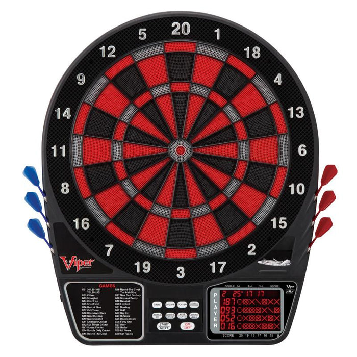 Viper 797 Electronic Dartboard, Metropolitan Mahogany Cabinet, Laser Throw Line Marker & Shadow Buster Dartboard Lights Darts Viper 