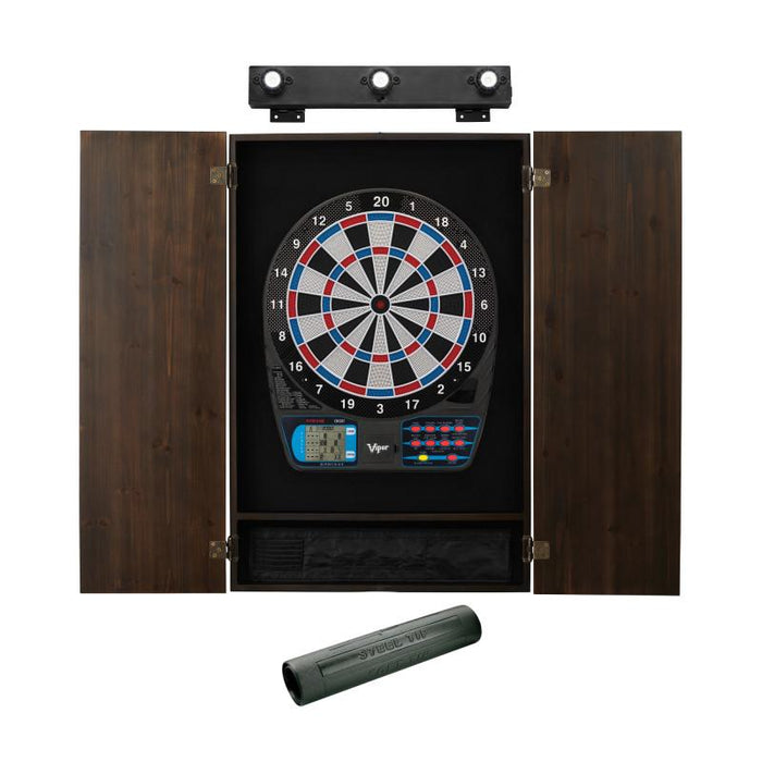 Viper | 787 Electronic Dartboard | Metropolitan Espresso Cabinet | Padded Dart Mat | The Bull Starts Here | Shadow Buster Dartboard Lights & Laser Throw Line Marker